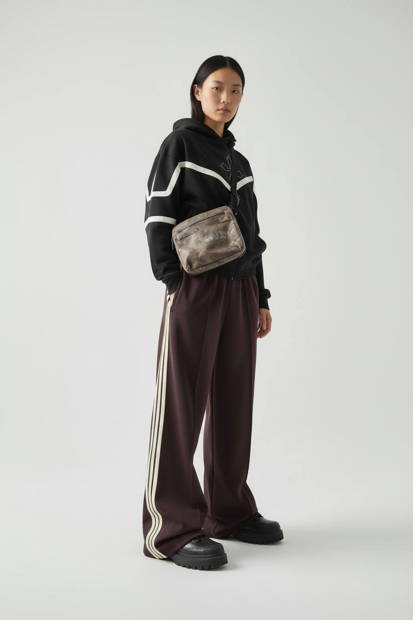 Jogging Baggy Oversize Y2K – Wide Leg à Bandes Latérales Contrastées