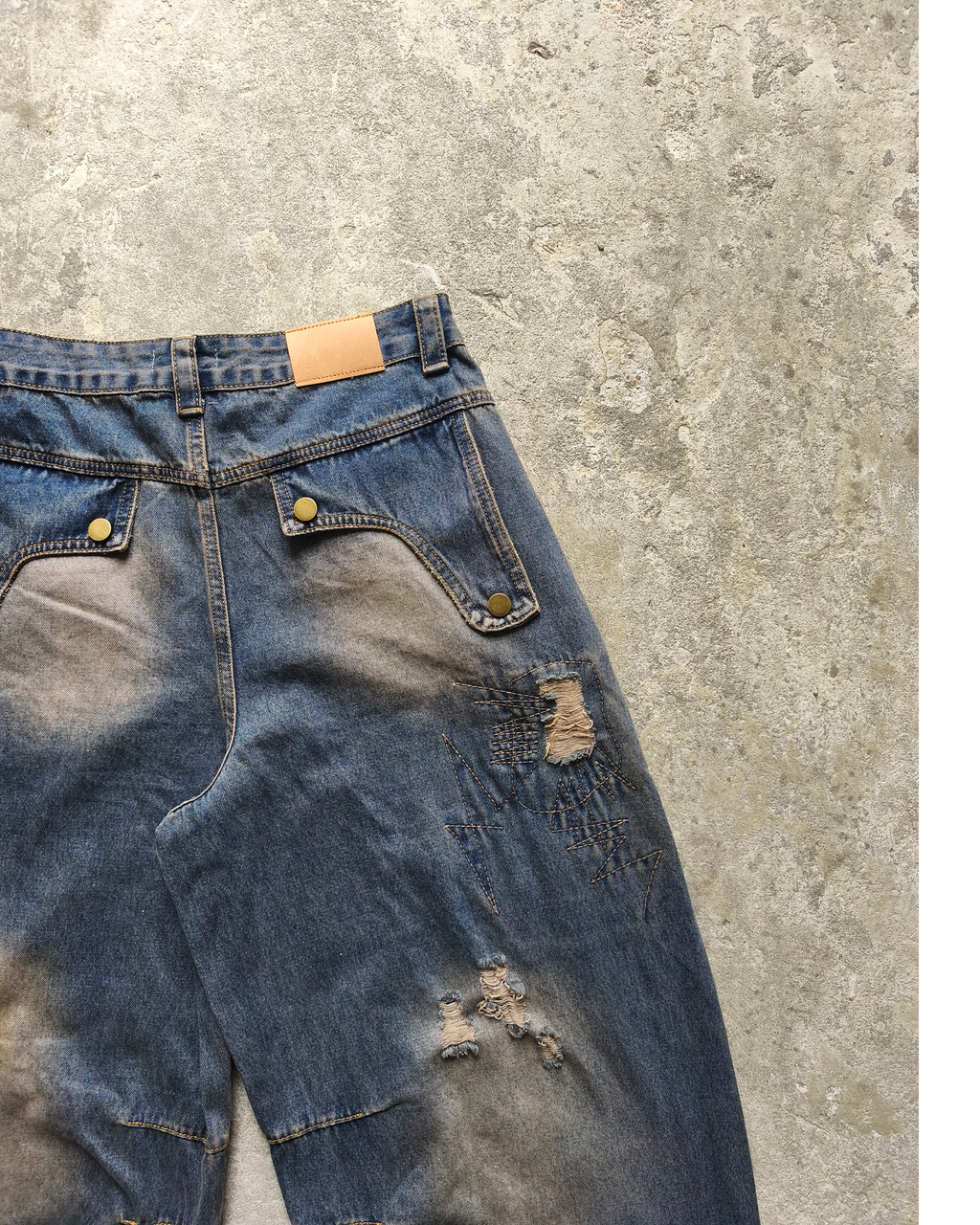 Jean baggy boocut distressed