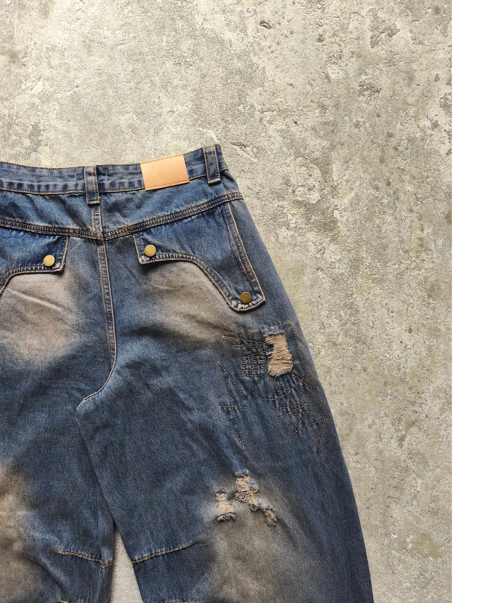 Jean baggy boocut distressed
