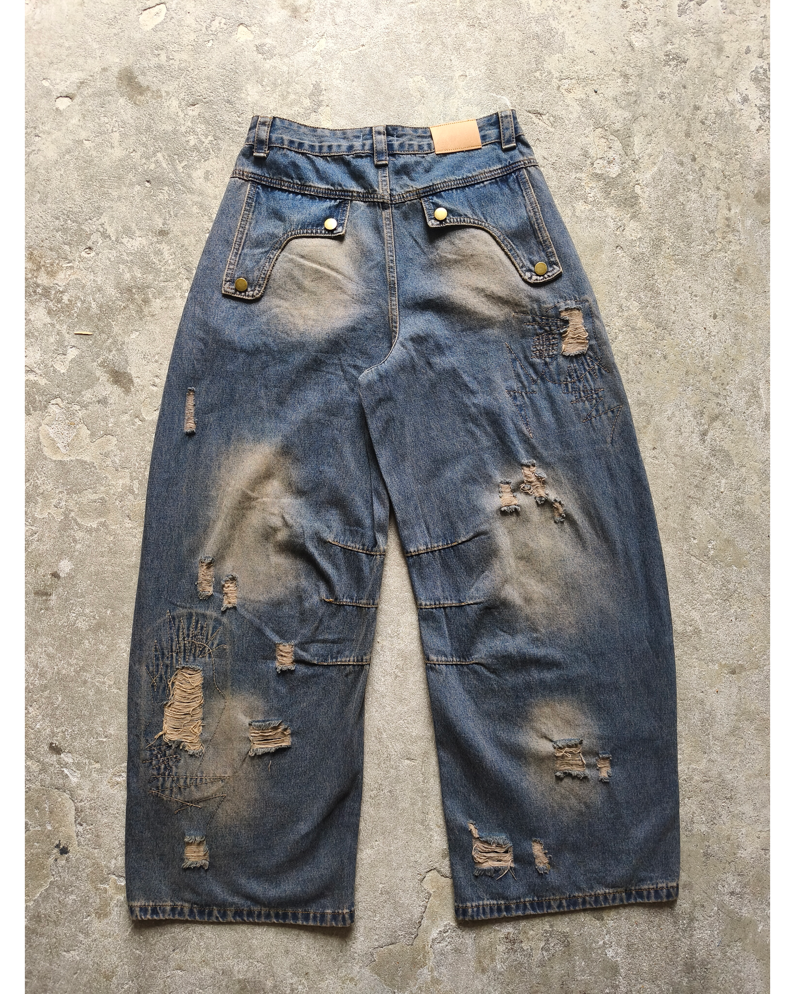 Jean baggy boocut distressed