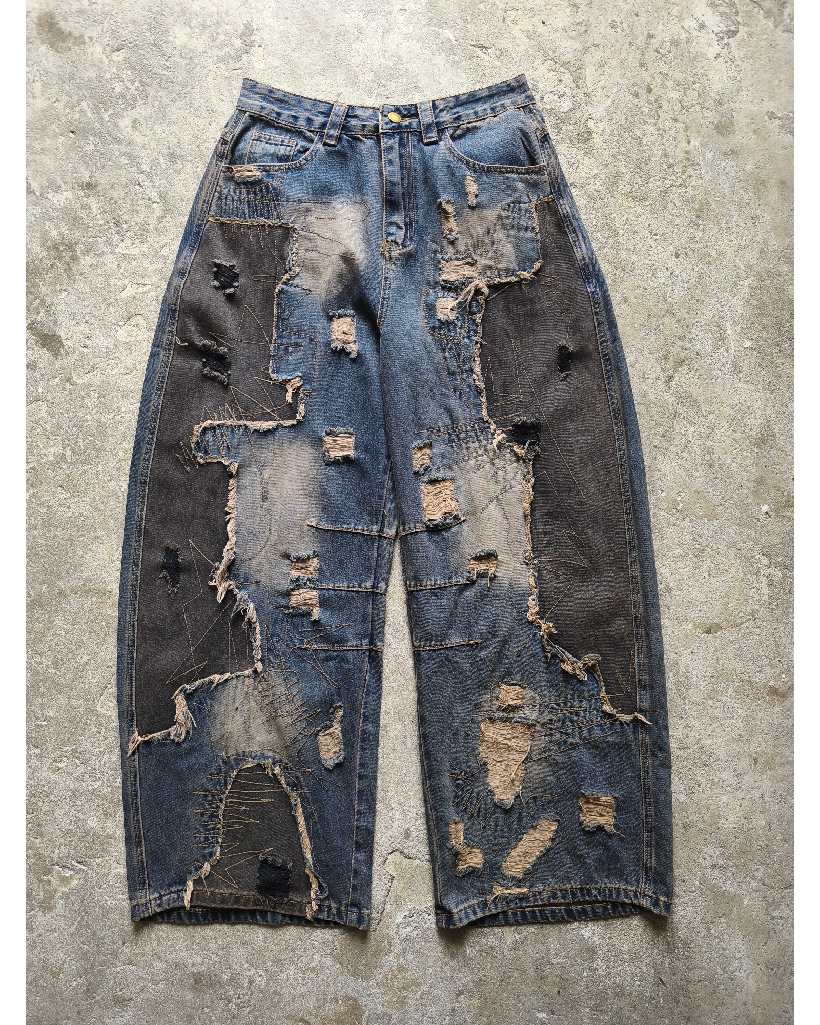 Jean baggy boocut distressed