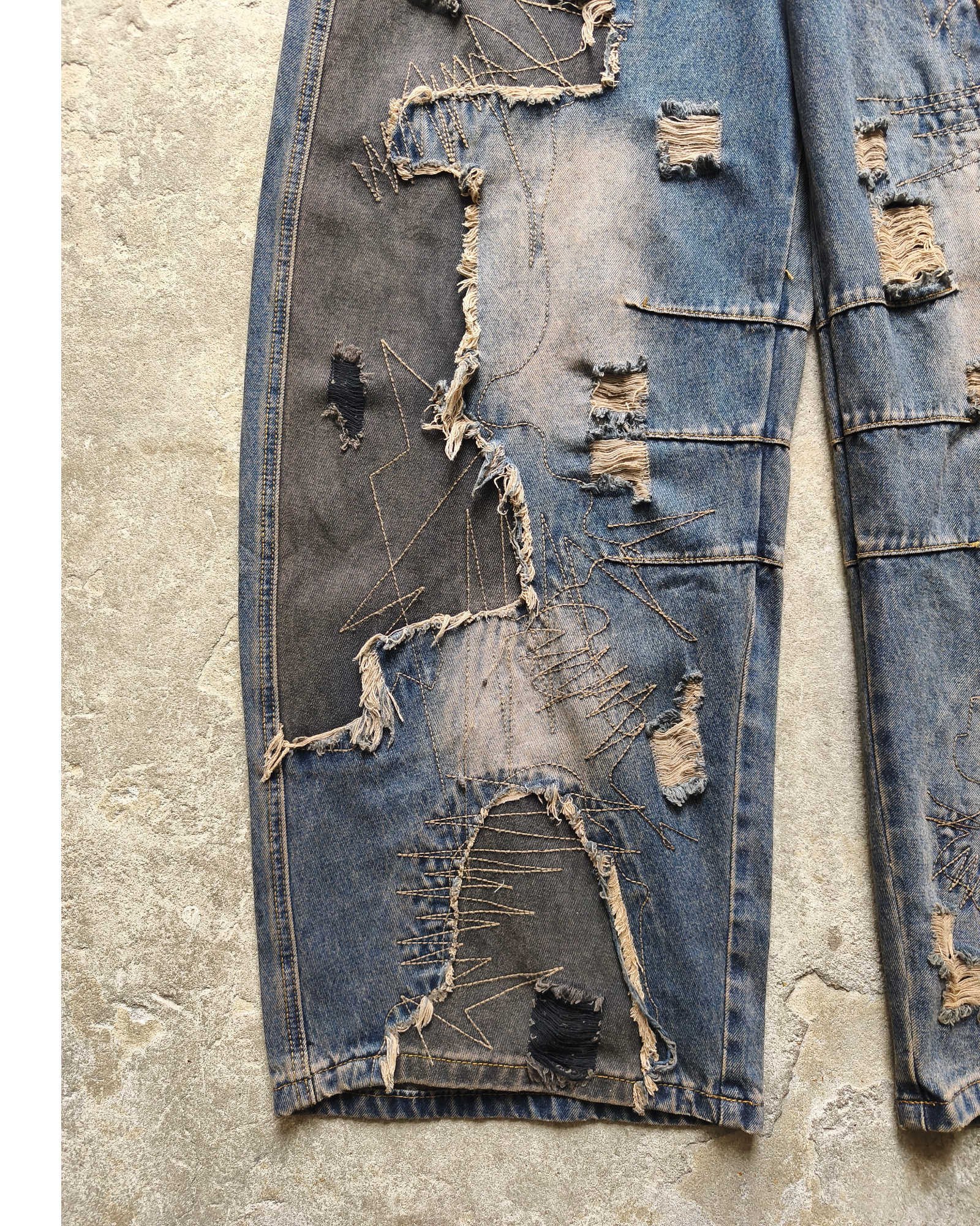 Jean baggy boocut distressed