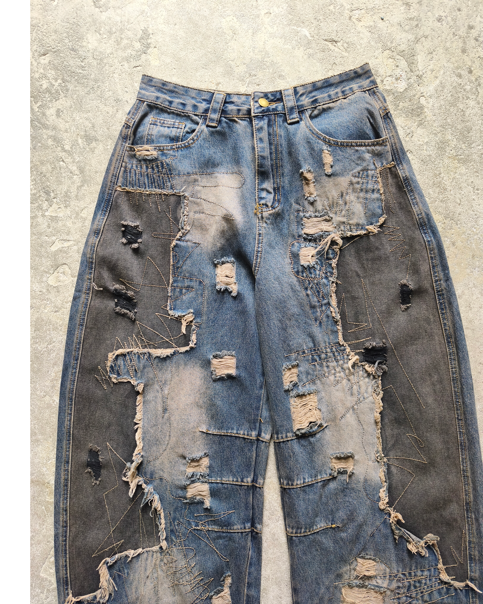 Jean baggy boocut distressed